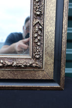 Load image into Gallery viewer, Black and Speckled Gold Framed Mirror

