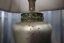 Load image into Gallery viewer, Silver Lamp with Green and Beige Accents
