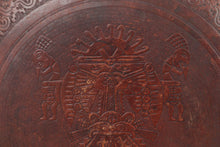 Load image into Gallery viewer, Leather Ottoman with Pyramid and Idols - South American or Mexican
