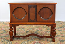 Load image into Gallery viewer, Art Deco Walnut Radio Cabinet Converted Storage Chest or Bar Cabinet on Stand
