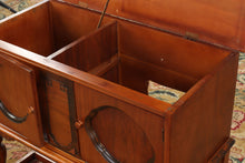 Load image into Gallery viewer, Art Deco Walnut Radio Cabinet Converted Storage Chest or Bar Cabinet on Stand
