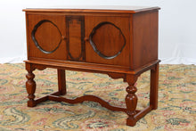 Load image into Gallery viewer, Art Deco Walnut Radio Cabinet Converted Storage Chest or Bar Cabinet on Stand

