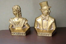 Load image into Gallery viewer, Scarlett O Hara and Rhett Butler Brass Tone Cast Metal Bust Bookends Gone With The Wind
