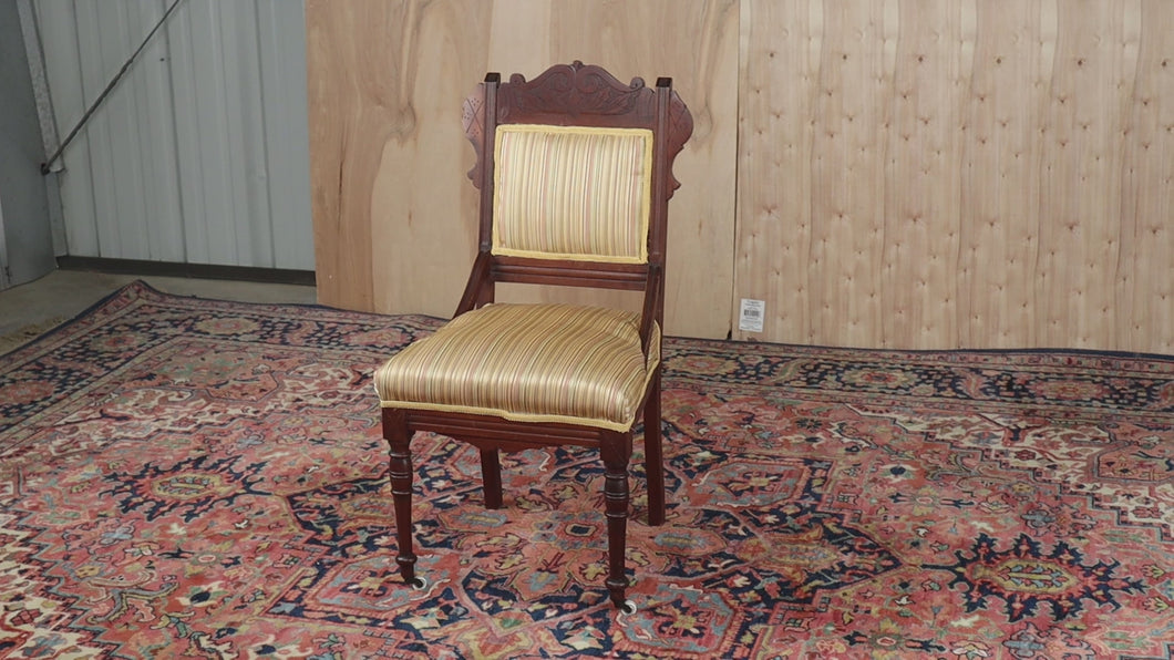 Eastlake Parlor Chair with Striped Upholstery