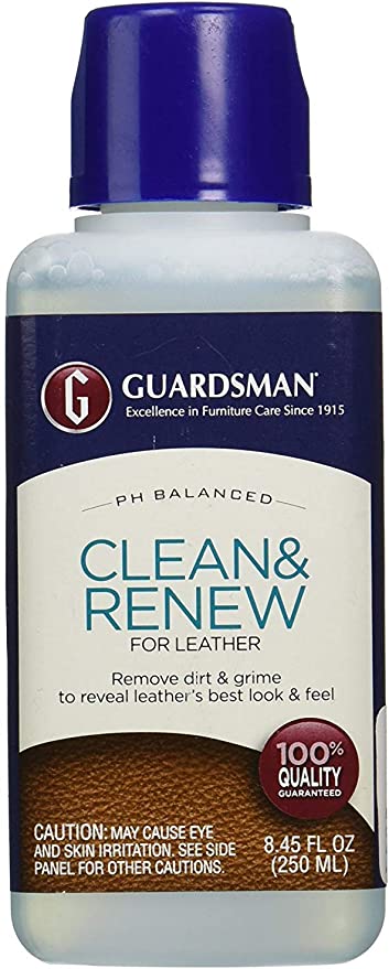 Guardsman Clean & Renew For Leather 8.45 oz - Removes Dirt and Grime, Great For Leather Furniture & Car Interiors