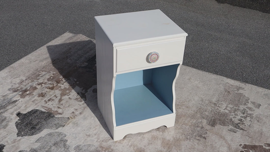 White Nightstand with Single Drawer