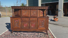 Load and play video in Gallery viewer, Oak Dutch Figural Carved Continental Cabinet / Cupboard
