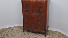 Load and play video in Gallery viewer, Antique Flamed Mahogany French Louis XV Chest of Drawers
