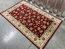 Load image into Gallery viewer, Hand Woven Red Floral Rug with Cream Border -68” x 42”
