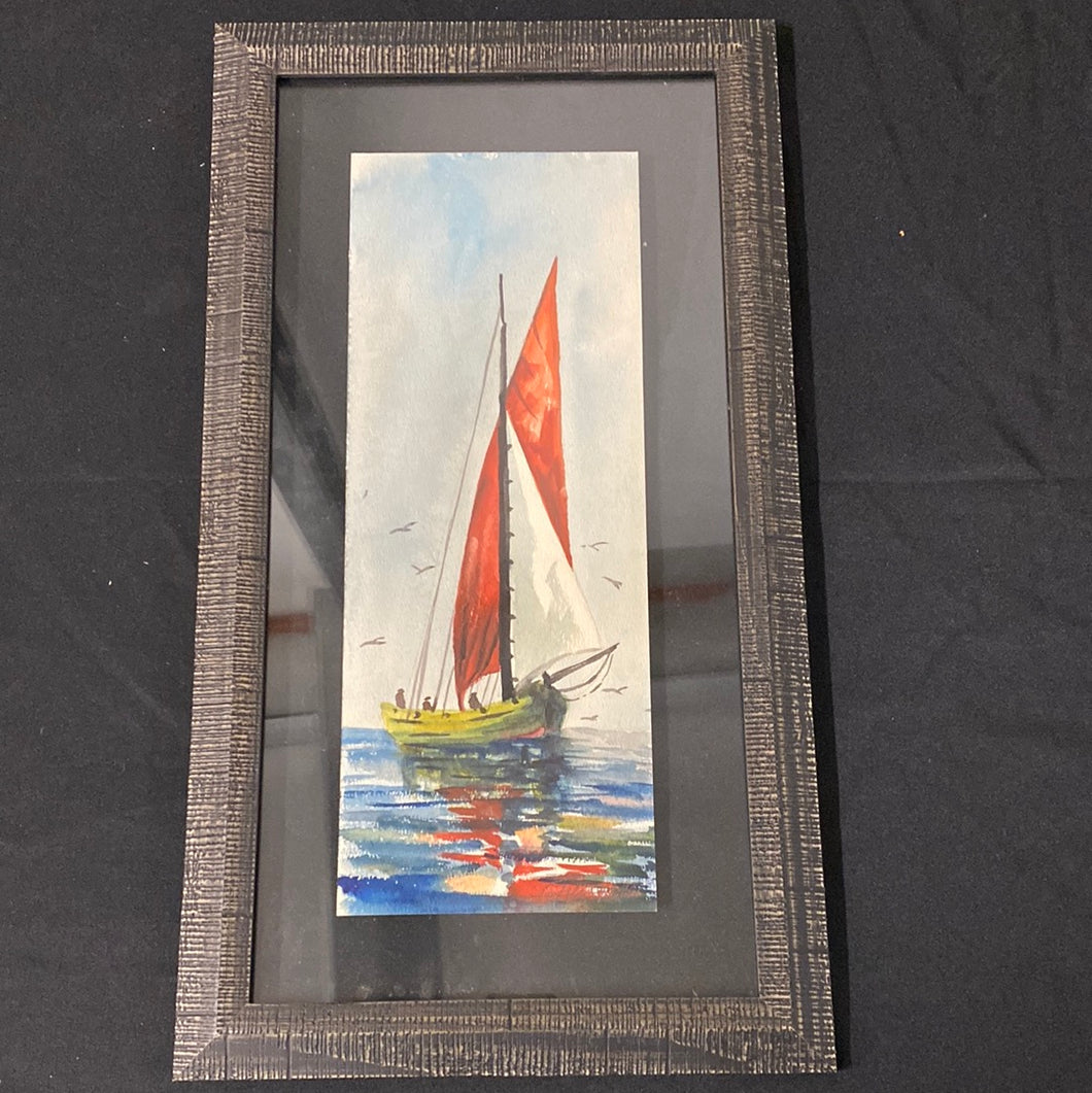 Vintage Sailboat Watercolor